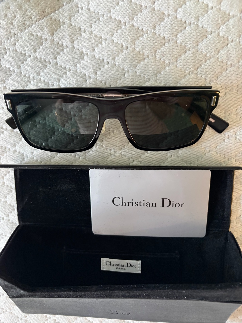Dior Black Rectangular Sunglasses with Dark Gray Lenses